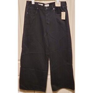 Universal Thread Women's Mid-Rise Relaxed Fit Super Wide-Leg Jeans Black Size 14